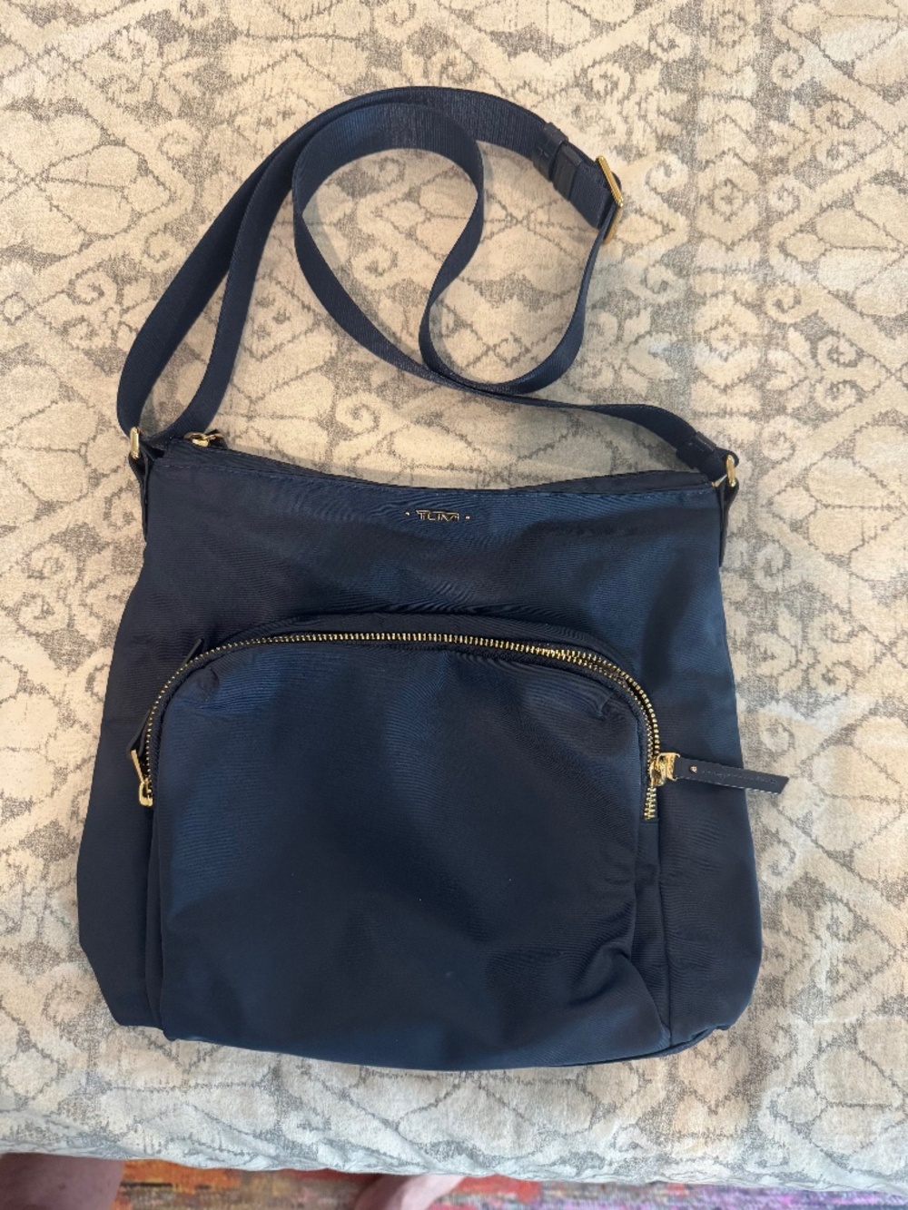 Tumi Navy Blue Nylon Voyageur Capri Messenger Bag